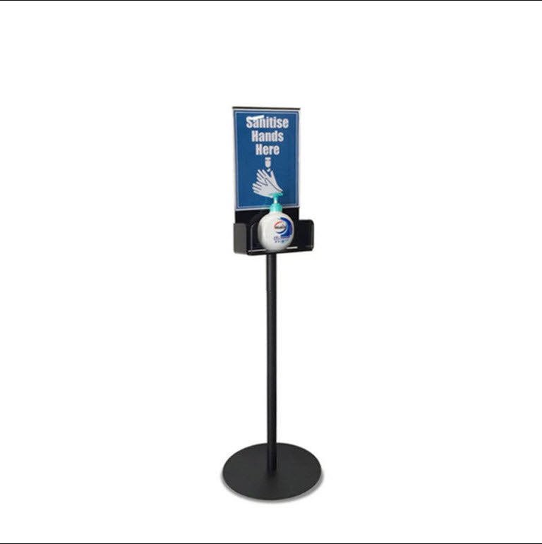 Freestanding A4 Sign Holder with Hand Sanitizer Bottle Holder