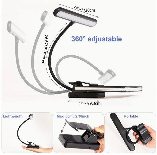 LED Menu Display Light Clip on Rechargable