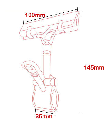 Sprung Clear poly carbonate Ticket Clamp with sprung top clip to hold signage display Supplied complete with 1mm PETG folded A6 clear ticket sleeve. Sprung Base clamp opens to 40mm with silicone inner to grip rails etc. Rotating head allows to display to best positioning Top sprung ticket clamp 100mm wide to securely hold the sleeve Supplied A6 display folded PETG sleeve 100mm w x 150mm h