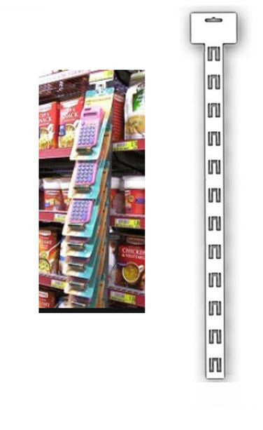12 Station Product Sell Strip White Plastic with Header Panel Widely used in supermarkets for variety of products and POS areas Use with Product SHOOK40 for hanging