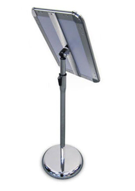 Chrome Snap Frame Floor Stand A4 Radius Corners - Portrait / Landscape