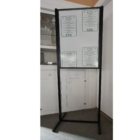  Top Insert Double Sided Poster Stand   Finish - Powder coated Satin Black  Takes Poster Size A1  Portrait format 594mm wide x 840mm high