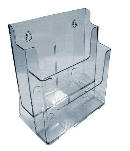 acrylic Freestanding/ wall mounted brochure holder Clear Acrylic 2 Tier A4 Portrait Brochure Holder Dimensions W x H x D (mm) 241 x 321 x 203