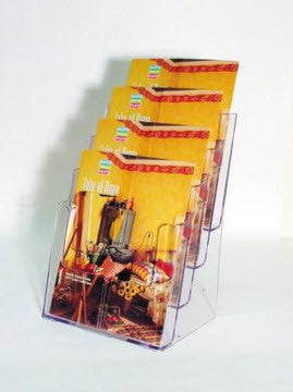 Freestanding / Wall Mounted Brochure Holder Clear Acrylic 4 Tier A4 Portrait Brochure Holder Dimensions W x H x D (mm) 240 x 345 x 180