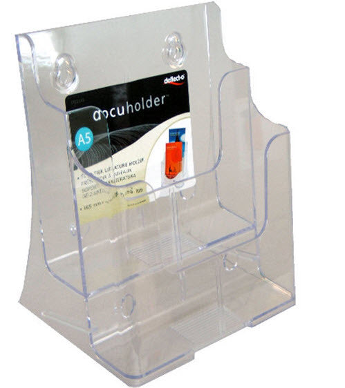 acrylic Freestanding/ wall mounted brochure holder Clear Acrylic 2 Tier A5 Portrait Brochure Holder Dimensions W x H x D (mm) 170 x 197 x 117