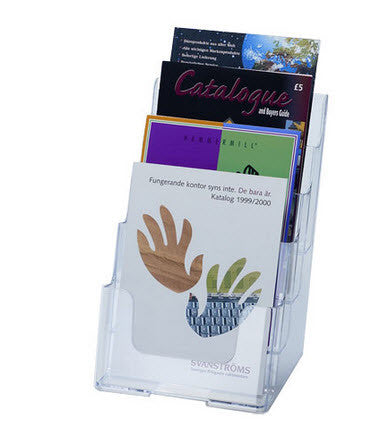 Freestanding/ wall mounted brochure holder Clear Acrylic 4 Tier A5 Portrait Brochure Holder Dimensions W x H x D (mm) 240 x 345 x 180