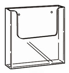 Acrylic A5, Wall mounting Brochure / Leaflet Holder An extremely versatile flat backed brochure holder that can be used individually, Or can be linked together with any size in the range to make an attractive wall display. Each unit is supplied with pre-drilled holes but can also be mounted using double sided tape, Velcro, magnets, Slatwall Mounted Version also available - see Alternative Listed Product Dimensions 162 w x 165 h x 43.d
