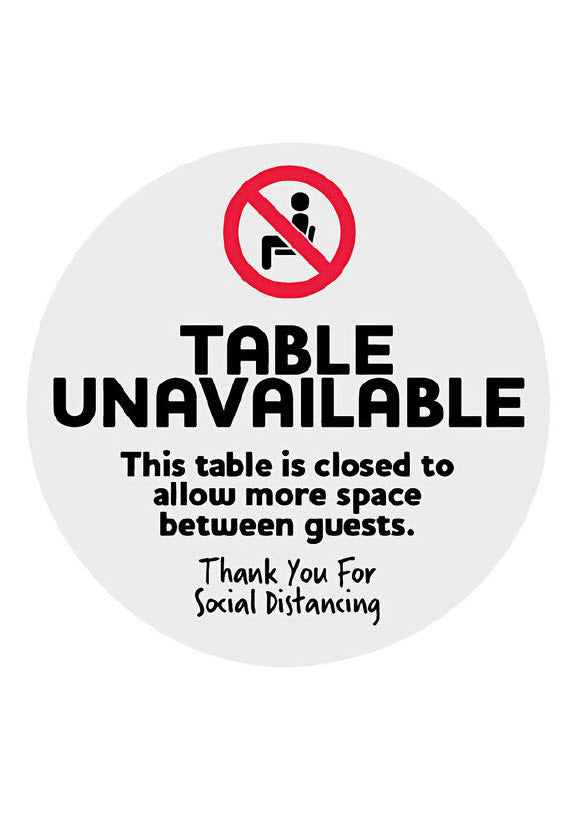 Hospitality Table Not in Use A5 T Base sign