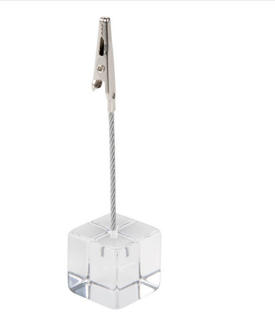 Table Card Holder 4" Alligator clip on Crystal Clear Base