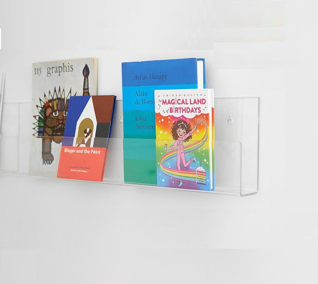 600mm wide Clear 3mm acrylic U Folded Display Holder. Rear has 2 x screw mounting holes. 35mm capacity, ideal to Display, Cards, Brochures, Books etc, Front panel 70mm high, rear 100mm h. Width 600mm