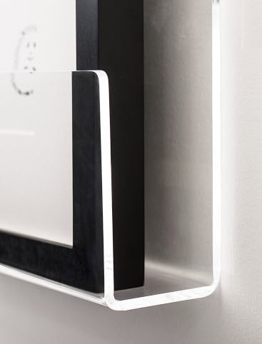acrlic 600mm wide Clear 3mm acrylic U Folded Display Holder. Rear has 2 x screw mounting holes. 35mm capacity, ideal to Display, Cards, Brochures, Books etc, Front panel 70mm high, rear 100mm h. Width 600mm
