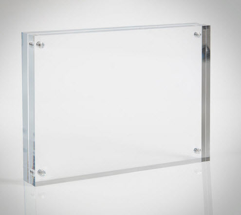 These elegantly styled POS acrylic magnetic holders can be used for any number of display solutions. Provides for 6 x 4" standard photograph size, or A7 sheet display with clear border within magnets, or larger as required to show product information. Acrylic block size of 150mm x 100mm (4" x 6" ) Display can be either Portrait or landscape Can be used freestanding vertical or flat on countertops, adjacent to product as a sales promoter or ticketing solution