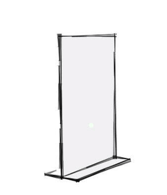 Acrylic A6 T Base upright display holder For double sided viewing Sheet Size A6 Ideal for product Information or pricing etc. Dimensions W x H x D 101 x 152 x 44mm