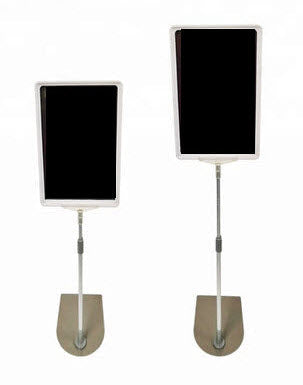 Frame Clip, Metal Pole ,Base, Silver anodised adjustable pole Adjustable height 800 - 1200mm, Metal Base powder coated Grey Dimensions 160mm W x 210mm D