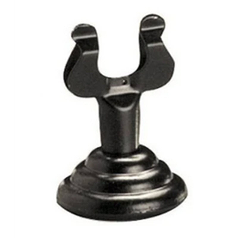 Clamp style 1 1/2" high Black steel menu / card holder Ideal for refrigerator cabinets / countertop displays Holds cards to showcase and inform customers of product details or prices. This piece features a clamp style top to hold cards secure