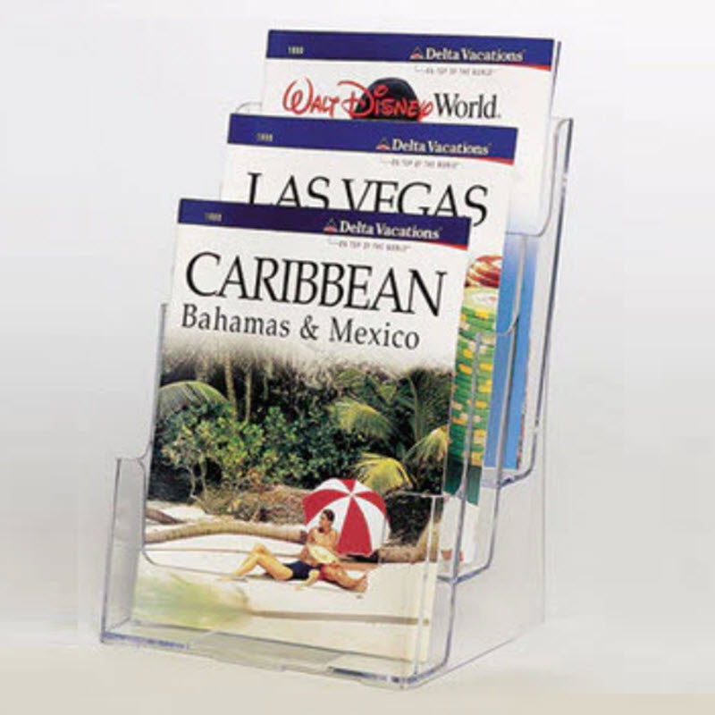 acrylic Freestanding/ wall mounted brochure holder Clear Acrylic 3 Tier A4 Portrait Brochure Holder Prices indicated exc Gst Dimensions W x H x D (mm) 241 x 321 x 203