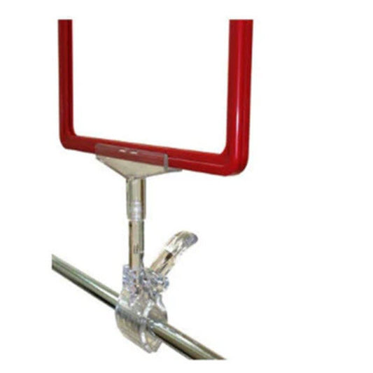 Frame Mount, with Clear -Base Clamp,  For use with POP Frames A5- A3  Sprung Clear polycarbonate Size: 90mm W x 142mm H x 60mm D. Frame mount 90mm W .  Base Clip will fit on Bar 40mm diameter or 35mm thick board