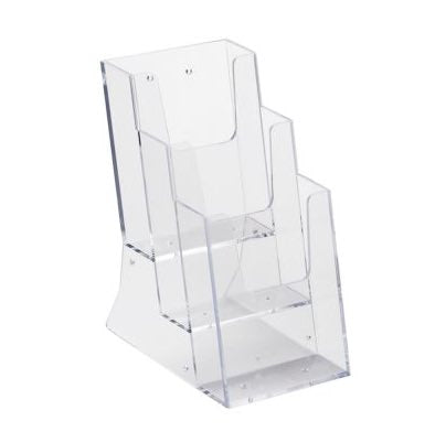acrylic Freestanding /wall mounted brochure holder Clear Acrylic 3 Tier for DLE leaflets Dimensions W x H x D (mm) 115 x 230 x 13