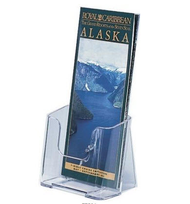 acrylic Freestanding/ wall mounted brochure holder Clear Acrylic Single Tier for DLE size leaflets Dimensions W x H x D (mm) 120 x 210 x 115
