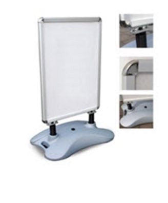 Footpath Sign Poster Holder Weatherproof, Ideal For Outdoor Applications, Create Stylish High Impact Advertising Features 2 x 30mm Wide Profile, Round Corner A1 Snap Frames Plastic Signage Backing Panels High Tension Coil Springs Water Filled Base with Wheels for Easy Mo