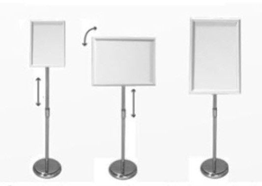 Chrome Snap Frame Floor Stand A4 Radius Corners - Portrait / Landscape