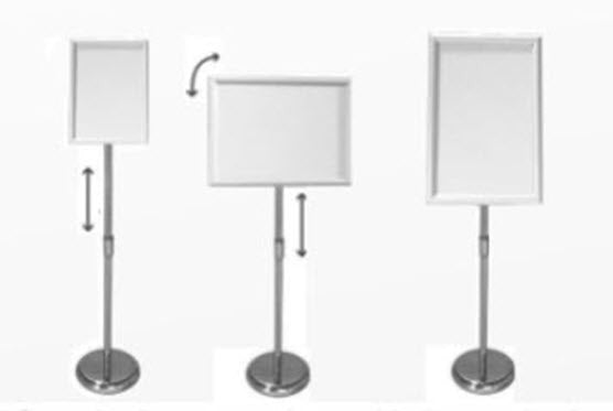 Chrome Snap Frame Floor Stand A3 Radius Corners - Portrait / Landscape