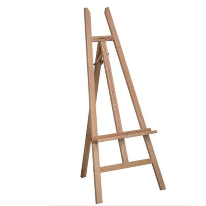 Wooden display Easel, Assembled Size 1470mm high x 600mm wide x 850 deep. Collapses flat for easy Storage when not in use The Lower Display holding bar can be adjusted to achieve the required display height Constructed from Varnished Hardwood, Suitable for interior use Ideal for display A2, A1 or AO size Framed Poster Displays or Chalkboards