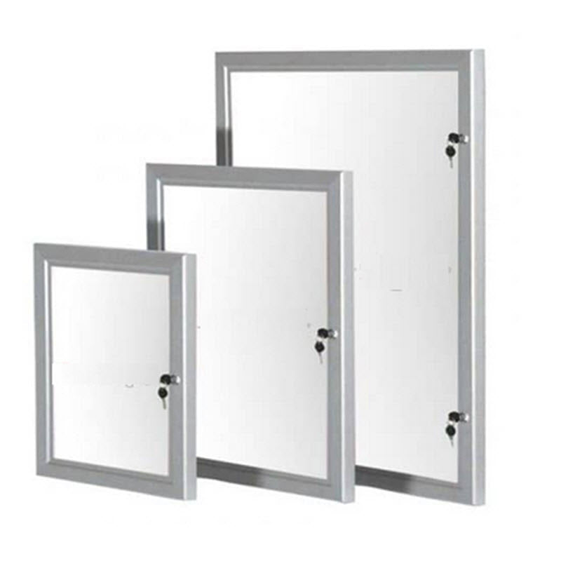Weatherproof Outdoor Lockable Poster Frame A1 Colour -Annodised Silver Size 667mm W x 910mm H , x 30mm Features 45mm Wide Aluminum Extrusion Rubber Gasket Seals Polycarbonate Front Panel for Durability Rear panel Coreflute Waterproof. A1 Size Poster Easily Changed With Retaining Clips Supplied