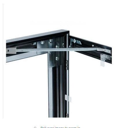 Weatherproof Black Outdoor Lockable Poster Frame A2 Colour -Anodized Black Features 44mm Wide Aluminum Extrusion Rubber Gasket Seals Polycarbonate Front Panel for Durability Rear panel Coreflute Waterproof. A2 Size Poster Easily Changed With Retaining Clips Supplied Hinged Opening with hold out stays