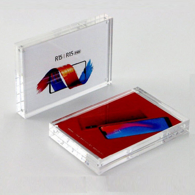 These elegantly styled POS acrylic magnetic holders can be used for any number of display solutions. Provides for 6 x 4" standard photograph size, or A7 sheet display with clear border within magnets, or larger as required to show product information. Acrylic block size of 150mm x 100mm (4" x 6" ) Display can be either Portrait or landscape Can be used freestanding vertical or flat on countertops, adjacent to product as a sales promoter or ticketing solution.