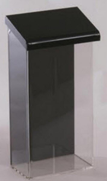 Outdoor wall mounted brochure holder, clear with black lid for DLE leaflets Ideal for real estate information, sales flyers, tourist brochures, takeaway menus etc Durable and weatherproof Can be attached to a wall, post or sign Dimensions W x H x D 113 x 280 x 68