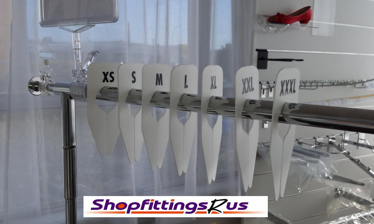 Rack Dividers White Rectangular Sizes 8 - 20 Set of 7