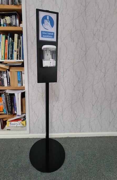 Freestanding Automatic Hand Sanitizer Dispenser with A5 Sign Holder.
