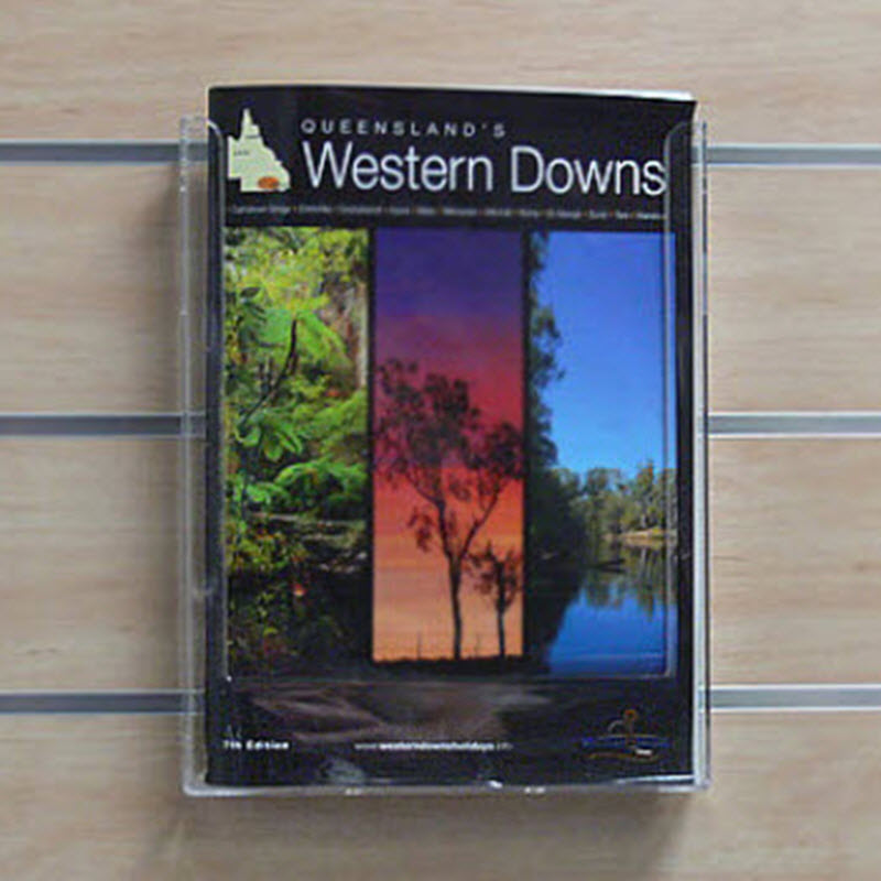 Acrylic A4, Wall mounting, Brochure & Leaflet Holder An extremely versatile flat backed brochure holder that can be used individually, Or can be linked together with any size in the range to make an attractive wall display. Each unit is supplied with pre-drilled holes but can also be mounted using double sided tape, Velcro, Slatwall Mounted Version also available - see Alternative Listed Product Dimensions 225 w x 250 h x 43.d