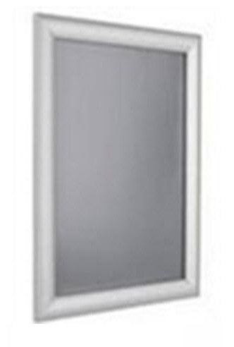 Silver Wide Profile Snap Frame Poster Holder Size AO To suit poster size AO 1188mm x 840mm 32mm Aluminum Extruded Frame Colour Satin Silver with mitre corners Frame overall size 1232 x 893 x 17 mm Clear cover sheet to protect poster All 4 opening sides Can be used for landscape or Portrait displays