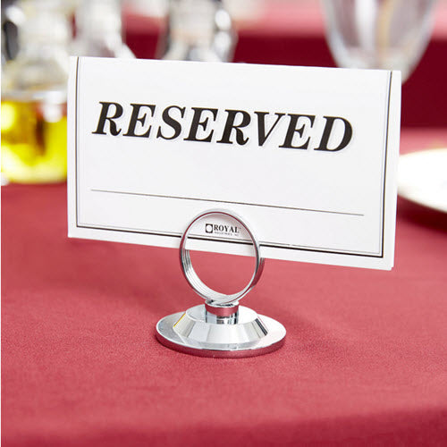 2 1/2" high Chrome and stainless steel menu / card holder is the best way to showcase your specials out in the open.or hold table no. cards This piece features a ring top to attractively display information right on your tabletop, or counter display cabinet.. This stainless steel information / card holder is both sleek and professi
