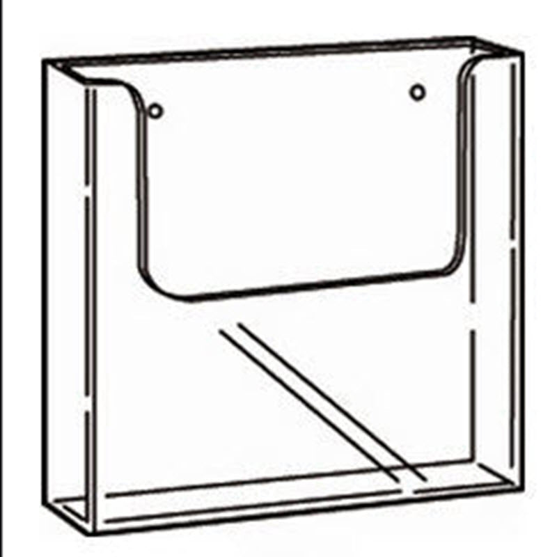 Acrylic A5, Wall mounting Brochure / Leaflet Holder An extremely versatile flat backed brochure holder that can be used individually, Or can be linked together with any size in the range to make an attractive wall display. Each unit is supplied with pre-drilled holes but can also be mounted using double sided tape, Velcro, magnets, Slatwall Mounted Version also available - see Alternative Listed Product Dimensions 162 w x 165 h x 43.d