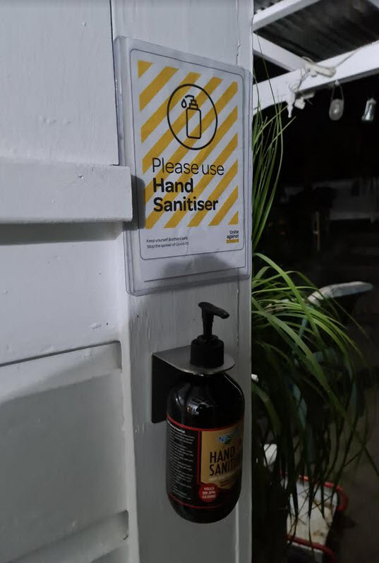 Stainless Steel Wall Mounted Sanitizer Bottle Holder & A5 Useage Sign