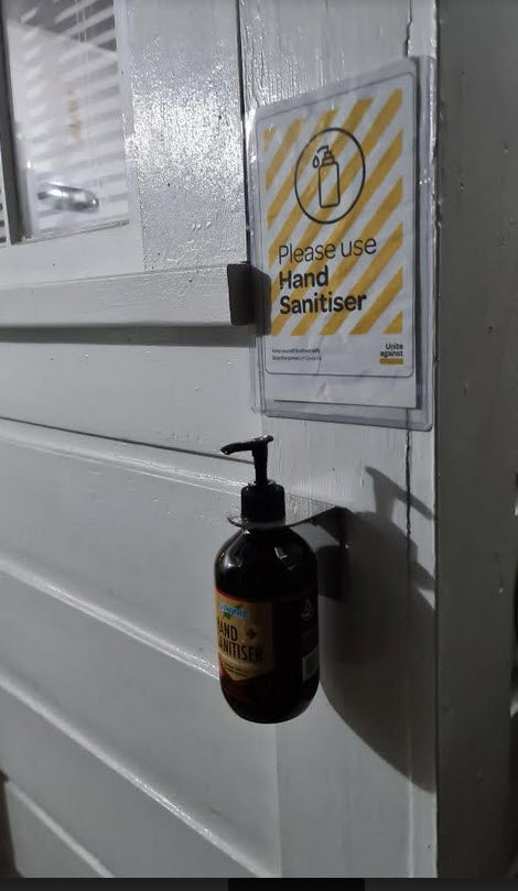 Stainless Steel Wall Mounted Sanitizer Bottle Holder & A5 Useage Sign
