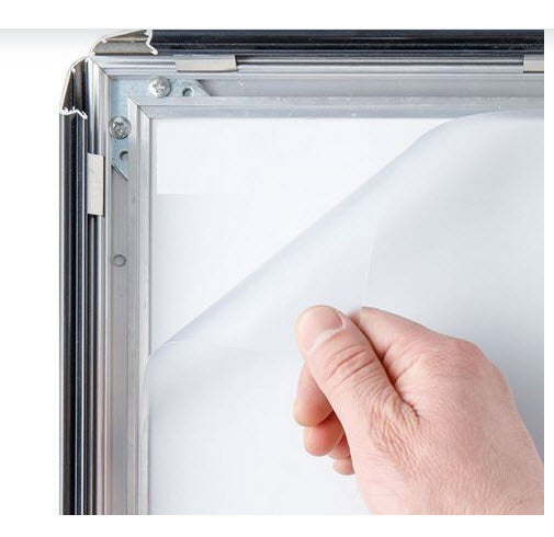 Waterproof Black Snap Frame Poster Holder A1 Wall Mounted 35mm Aluminum Frame Colour Satin Black with mitre corners ;Clear 0.5mm Polycarbonate cover sheet to protect poster All 4 opening sides Waterproof rubber gasket to protect poster