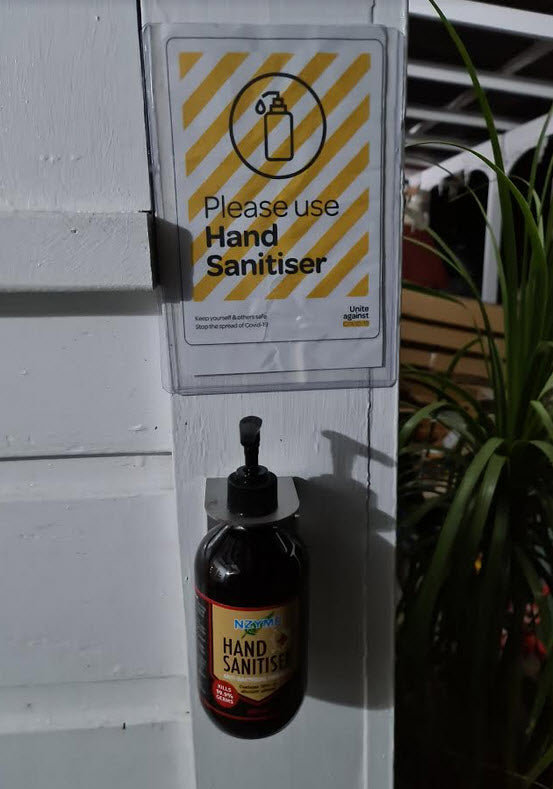 Stainless Steel Wall Mounted Sanitizer Bottle Holder & A5 Useage Sign