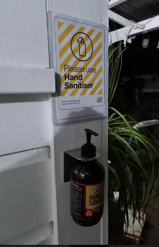 Stainless Steel Wall Mounted Sanitizer Bottle Holder & A5 Useage Sign