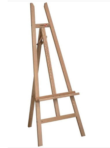Wooden display Easel, Assembled Size 1470mm high x 600mm wide x 850 deep. Collapses flat for easy Storage when not in use The Lower Display holding bar can be adjusted to achieve the required display height Constructed from Varnished Hardwood, Suitable for interior use Ideal for display A2, A1 or AO size Framed Poster Displays or Chalkboards