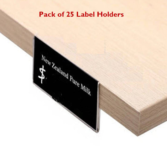 Pack of 25 x Quantity, 80mm x 30mm Clear Label Holders Flat Clear PVC Ticket Strip Self Adhesive Ticket / Label Holders Affix to Shelf Edge, or to Flat Face of Cupboards/ Lockers etc. Forms a Protective Ticket Display Holder 80mm wide to hold paper 30mm high Can be used to holder higher tickets standing upright Paper Ticket /&nbsp; Display easily inserted and changed as required.