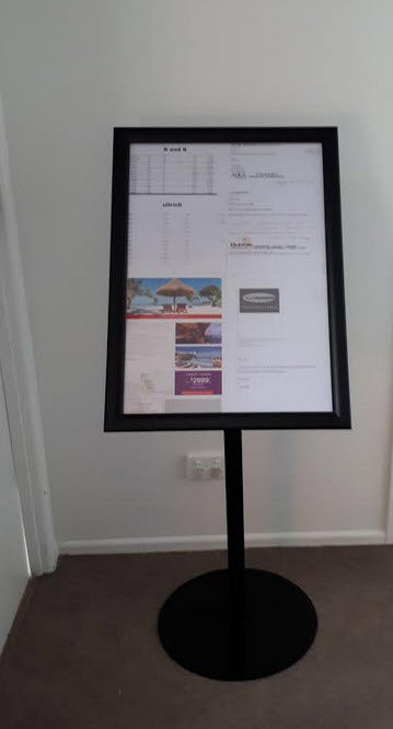 A2 Black Freestanding Snap Frame Menu / Display Stand