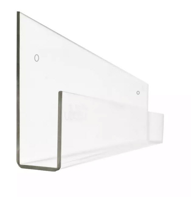 Wall Mounted 600mm Clear Acrylic U Fold Display Holder