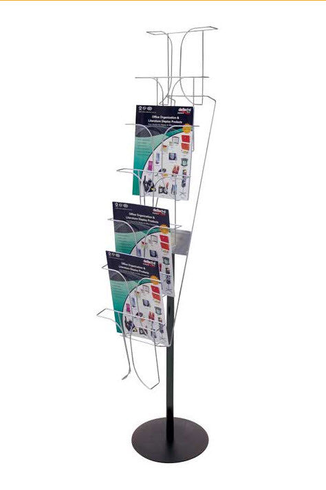Chrome A4 Brochure Holder Fixed Floor Stand 7 Tier x 1 wide