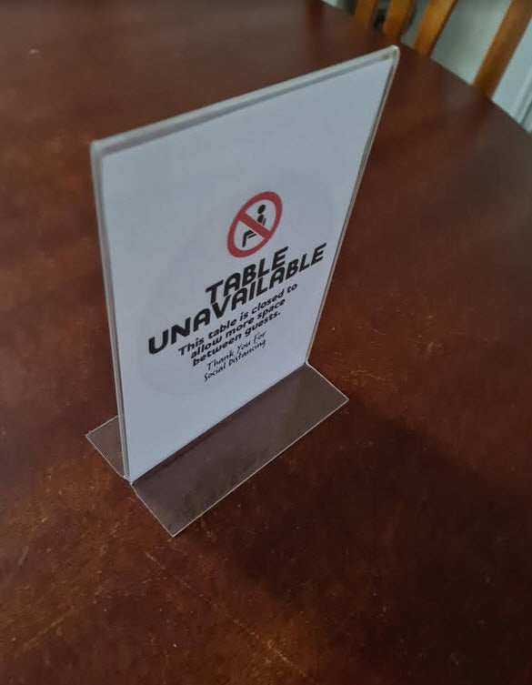 Hospitality Table Not in Use A5 T Base sign