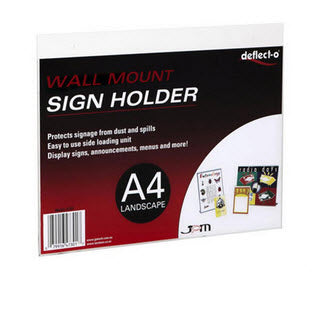 A4 Landscape Wall Mounted display sleeve  Top of sleeve projects above display with 2 x holes for screw fixing  For single sided&nbsp; mandatory sign and displays