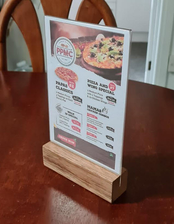 A5 Menu / Table Talker Wood Base